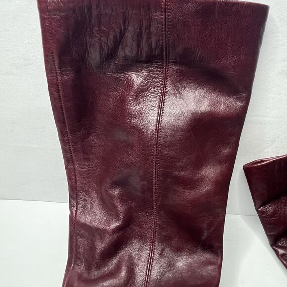 Elastomere Burgundy Red Leather Heeled Boots Womens Size 7 West Germany - Picture 2 of 11